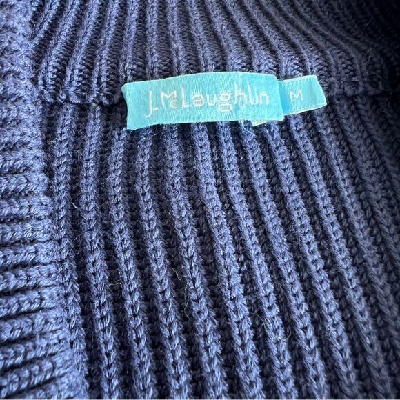 J. McLaughlin Andie Equestrian Print Navy Puffer Sweater Jacket Medium - Picture 9 of 10